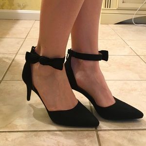 Black Suede Bow Heels